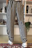 The Sunday Morning Stripe Twist Pant Black Ecru